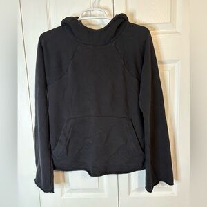 Athleta Cropped Hoodie Wide Sleeves Small Black S Raw Edge